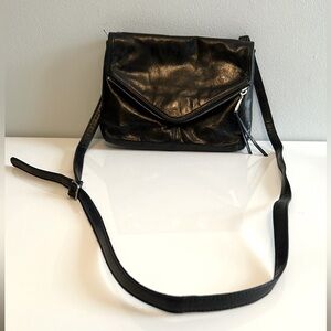HOBO Black Crossbody Bag with Vintage Glossy Finish